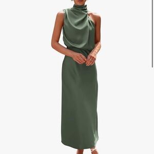 Green silk dress
